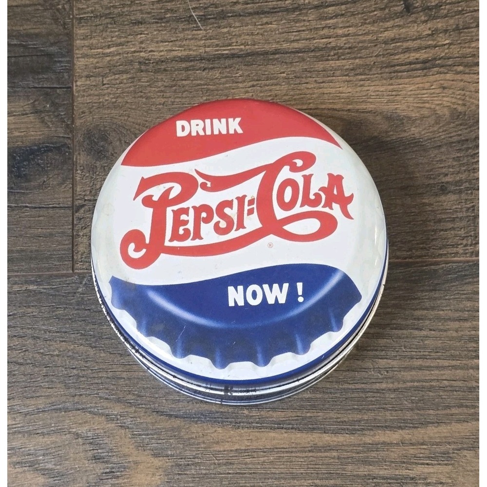 PEPSI-COLA SIX 3‎ 1/2" COASTER SET IN PEPSI-COLA TIN, CORK BACK VINTAGE INSPIRED